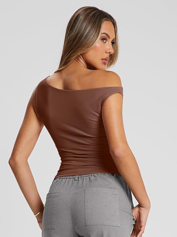 Trendy Queen Womens Summer Off The Shoulder Tops Going Out T Shirts Crop Tank Top Fashion Clothes Spring Outfits 2025 - Image 9