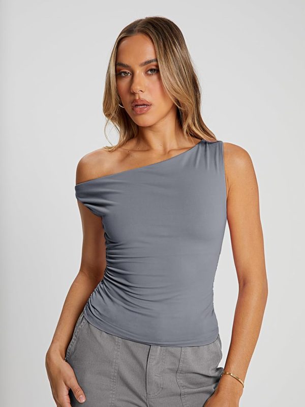 Trendy Queen Womens Summer Off The Shoulder Tops Going Out T Shirts Crop Tank Top Fashion Clothes Spring Outfits 2025 - Image 102