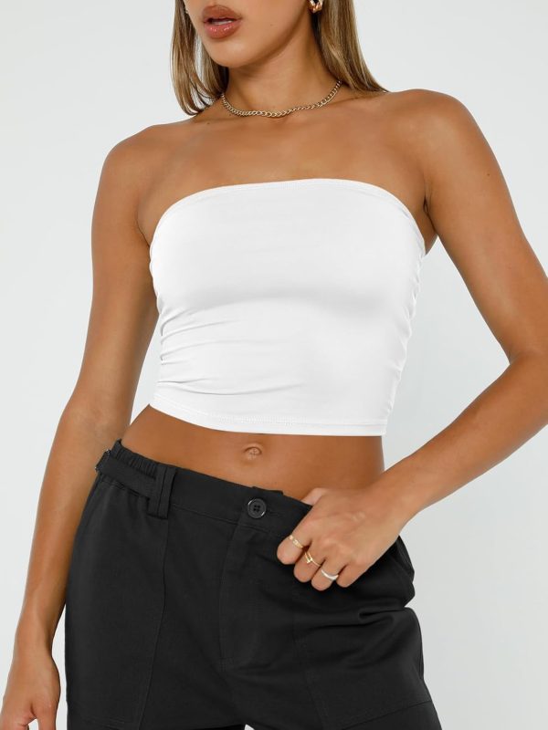 Trendy Queen Womens Tube Tops Strapless Crop Tops Basic Backless Sleeveless Bandeau Going Out Cute 2025 Summer Outfits - Image 2