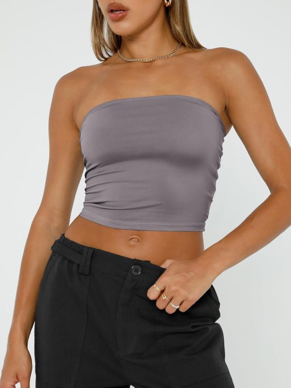 Trendy Queen Womens Tube Tops Strapless Crop Tops Basic Backless Sleeveless Bandeau Going Out Cute 2025 Summer Outfits - Image 7