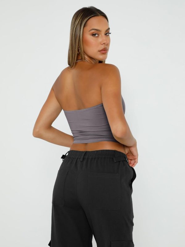 Trendy Queen Womens Tube Tops Strapless Crop Tops Basic Backless Sleeveless Bandeau Going Out Cute 2025 Summer Outfits - Image 9