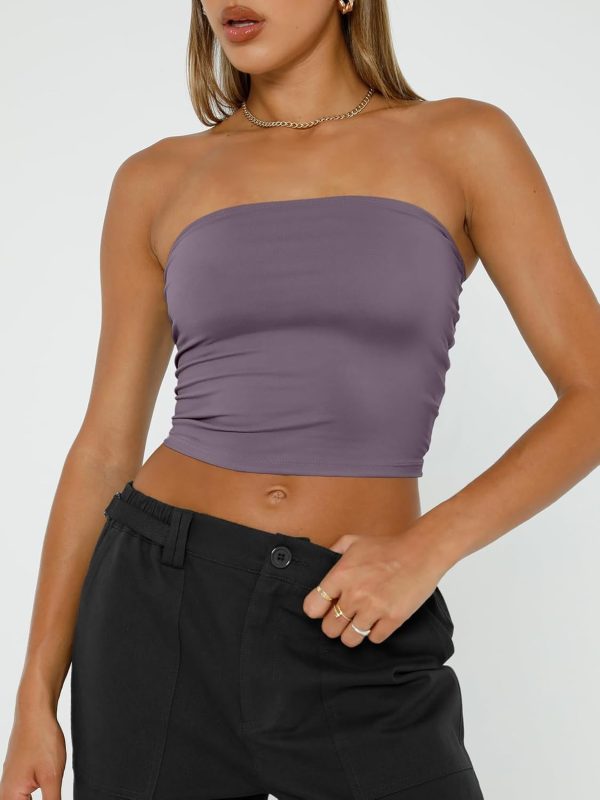 Trendy Queen Womens Tube Tops Strapless Crop Tops Basic Backless Sleeveless Bandeau Going Out Cute 2025 Summer Outfits - Image 12