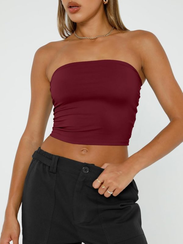 Trendy Queen Womens Tube Tops Strapless Crop Tops Basic Backless Sleeveless Bandeau Going Out Cute 2025 Summer Outfits - Image 17