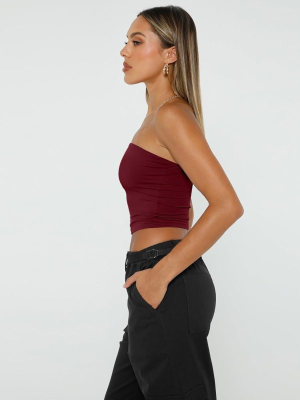 Trendy Queen Womens Tube Tops Strapless Crop Tops Basic Backless Sleeveless Bandeau Going Out Cute 2025 Summer Outfits - Image 18