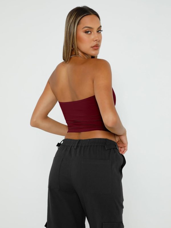 Trendy Queen Womens Tube Tops Strapless Crop Tops Basic Backless Sleeveless Bandeau Going Out Cute 2025 Summer Outfits - Image 19