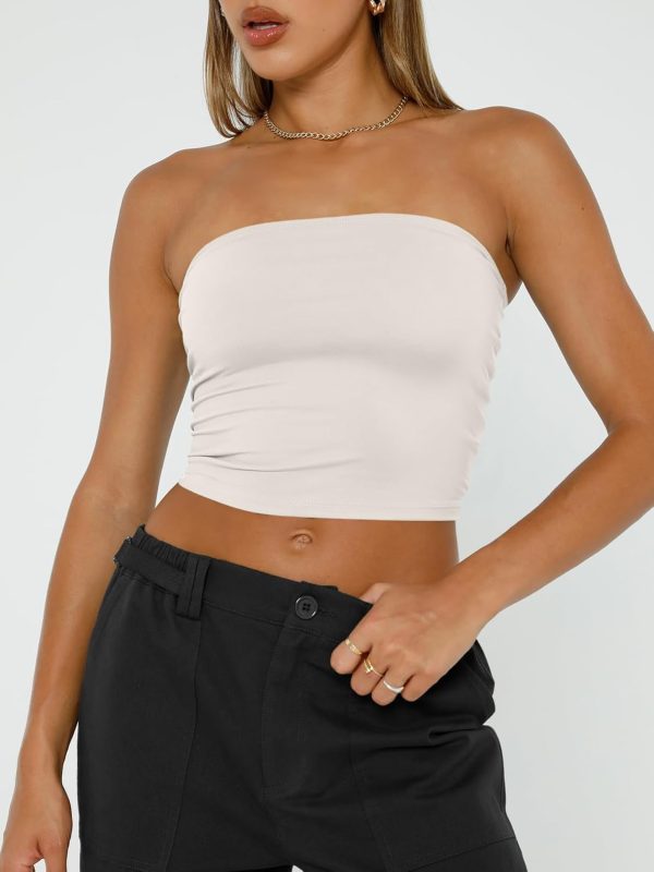 Trendy Queen Womens Tube Tops Strapless Crop Tops Basic Backless Sleeveless Bandeau Going Out Cute 2025 Summer Outfits - Image 22
