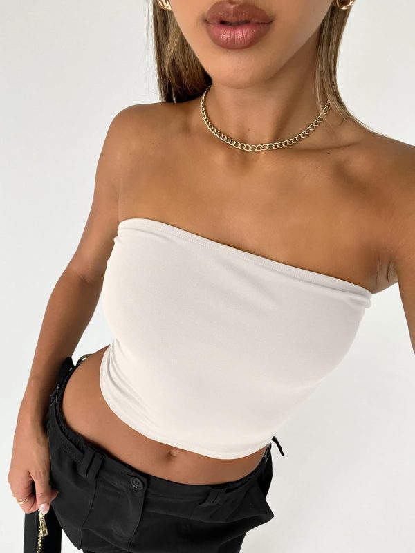 Trendy Queen Womens Tube Tops Strapless Crop Tops Basic Backless Sleeveless Bandeau Going Out Cute 2025 Summer Outfits - Image 25