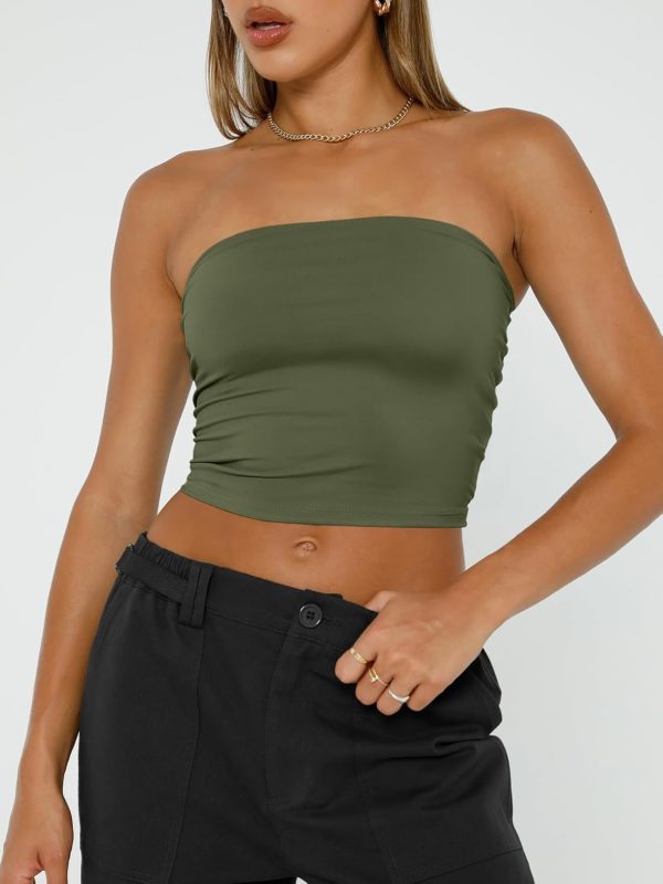 Trendy Queen Womens Tube Tops Strapless Crop Tops Basic Backless Sleeveless Bandeau Going Out Cute 2025 Summer Outfits - Image 27
