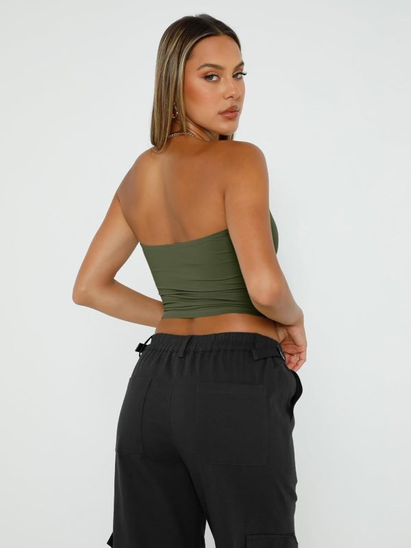 Trendy Queen Womens Tube Tops Strapless Crop Tops Basic Backless Sleeveless Bandeau Going Out Cute 2025 Summer Outfits - Image 29