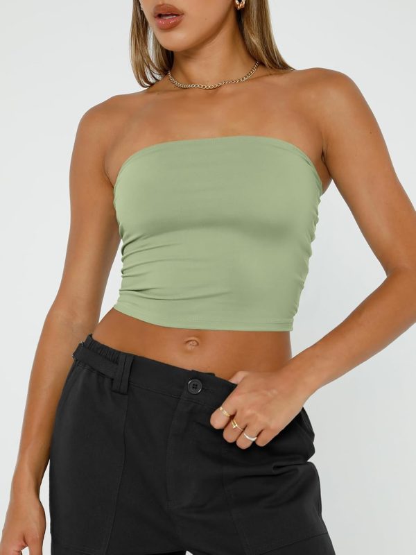 Trendy Queen Womens Tube Tops Strapless Crop Tops Basic Backless Sleeveless Bandeau Going Out Cute 2025 Summer Outfits - Image 32