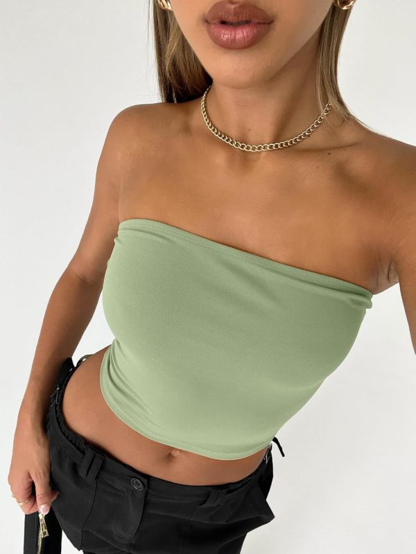 Trendy Queen Womens Tube Tops Strapless Crop Tops Basic Backless Sleeveless Bandeau Going Out Cute 2025 Summer Outfits - Image 35