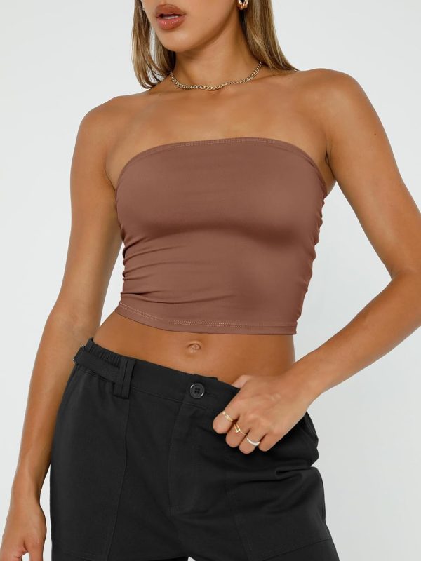 Trendy Queen Womens Tube Tops Strapless Crop Tops Basic Backless Sleeveless Bandeau Going Out Cute 2025 Summer Outfits - Image 42