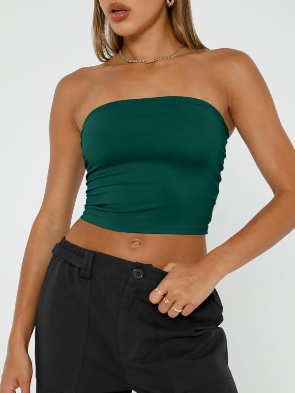 Trendy Queen Womens Tube Tops Strapless Crop Tops Basic Backless Sleeveless Bandeau Going Out Cute 2025 Summer Outfits - Image 47