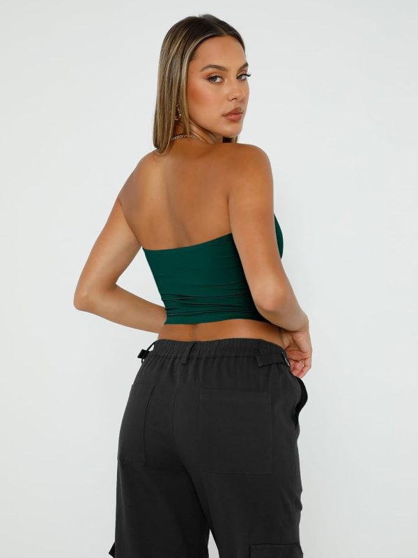 Trendy Queen Womens Tube Tops Strapless Crop Tops Basic Backless Sleeveless Bandeau Going Out Cute 2025 Summer Outfits - Image 49