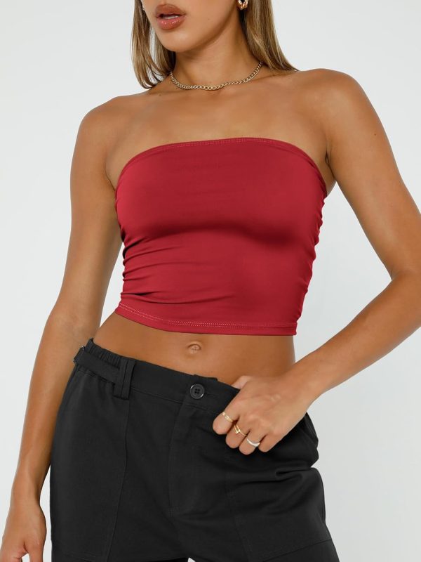 Trendy Queen Womens Tube Tops Strapless Crop Tops Basic Backless Sleeveless Bandeau Going Out Cute 2025 Summer Outfits - Image 52