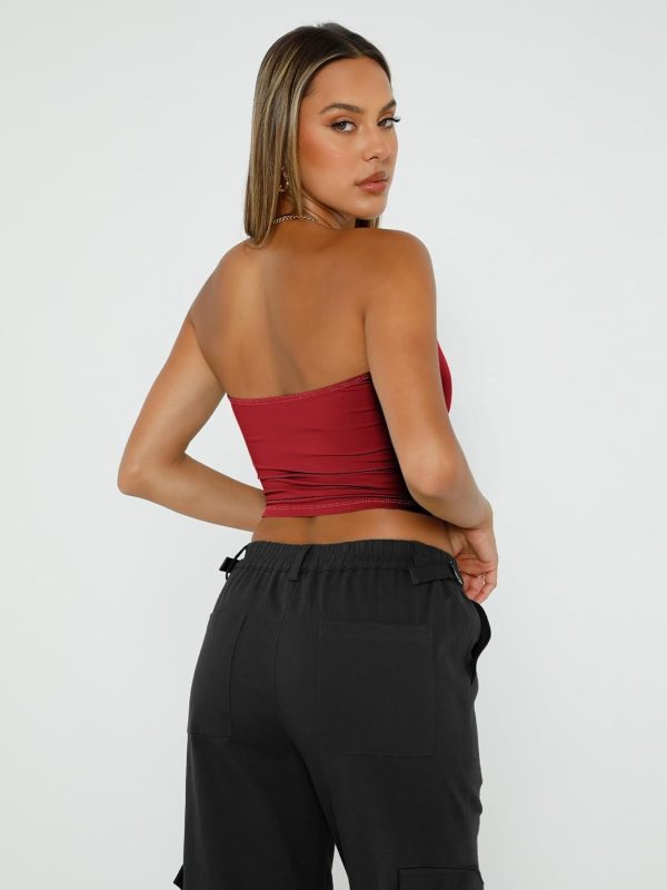 Trendy Queen Womens Tube Tops Strapless Crop Tops Basic Backless Sleeveless Bandeau Going Out Cute 2025 Summer Outfits - Image 54