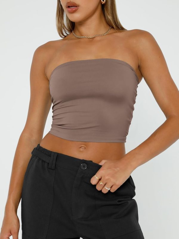 Trendy Queen Womens Tube Tops Strapless Crop Tops Basic Backless Sleeveless Bandeau Going Out Cute 2025 Summer Outfits - Image 57