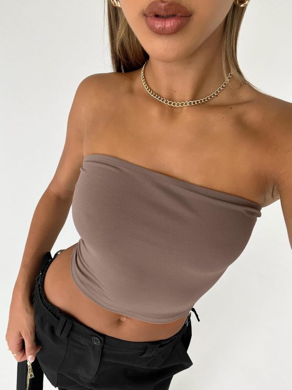 Trendy Queen Womens Tube Tops Strapless Crop Tops Basic Backless Sleeveless Bandeau Going Out Cute 2025 Summer Outfits - Image 60