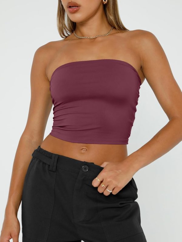 Trendy Queen Womens Tube Tops Strapless Crop Tops Basic Backless Sleeveless Bandeau Going Out Cute 2025 Summer Outfits - Image 72