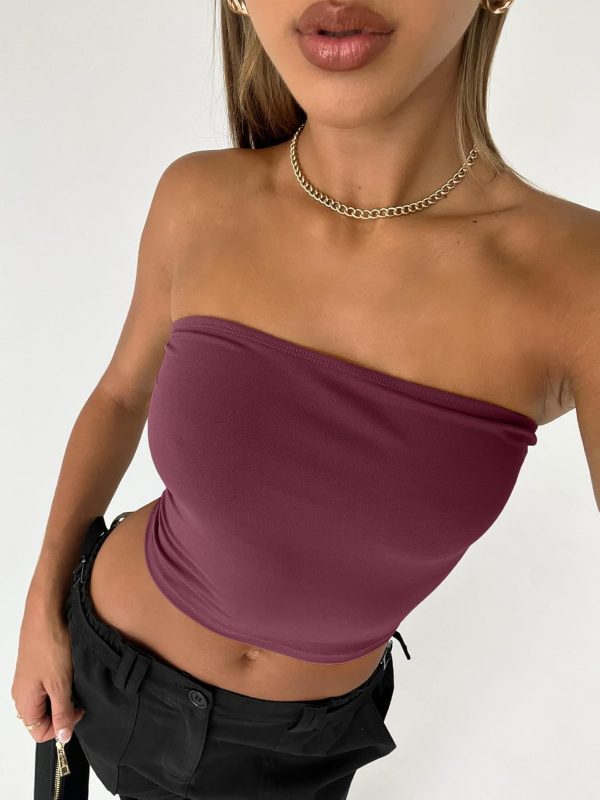 Trendy Queen Womens Tube Tops Strapless Crop Tops Basic Backless Sleeveless Bandeau Going Out Cute 2025 Summer Outfits - Image 75