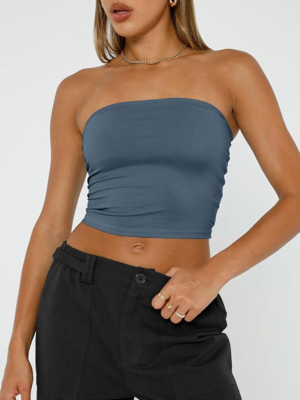 Trendy Queen Womens Tube Tops Strapless Crop Tops Basic Backless Sleeveless Bandeau Going Out Cute 2025 Summer Outfits - Image 77