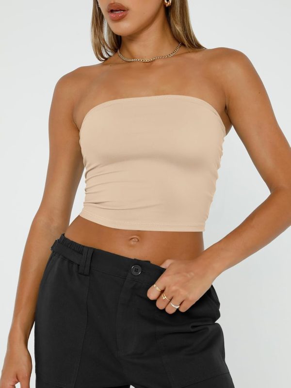 Trendy Queen Womens Tube Tops Strapless Crop Tops Basic Backless Sleeveless Bandeau Going Out Cute 2025 Summer Outfits - Image 82