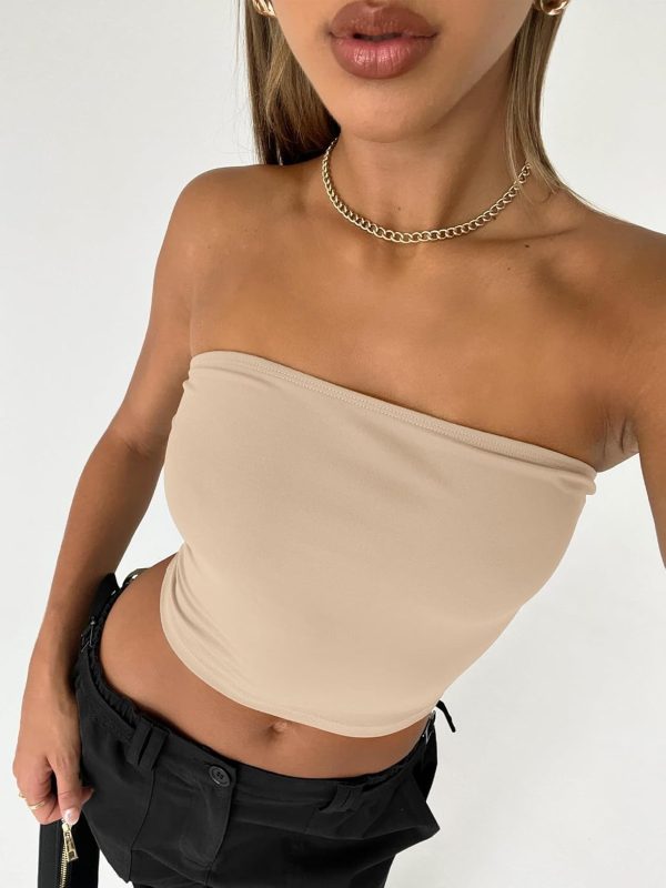 Trendy Queen Womens Tube Tops Strapless Crop Tops Basic Backless Sleeveless Bandeau Going Out Cute 2025 Summer Outfits - Image 85