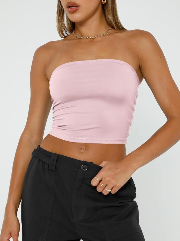 Trendy Queen Womens Tube Tops Strapless Crop Tops Basic Backless Sleeveless Bandeau Going Out Cute 2025 Summer Outfits - Image 87