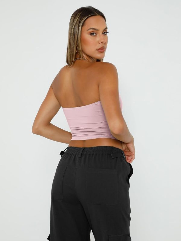 Trendy Queen Womens Tube Tops Strapless Crop Tops Basic Backless Sleeveless Bandeau Going Out Cute 2025 Summer Outfits - Image 89
