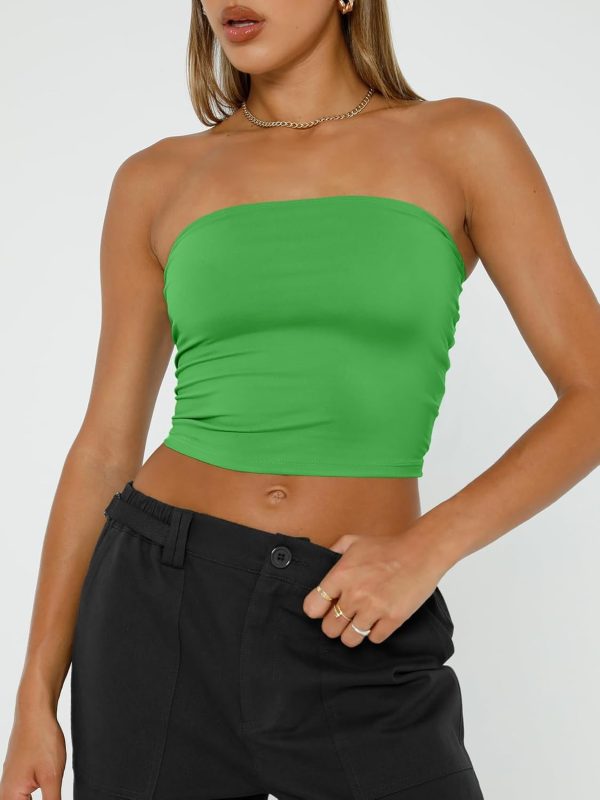Trendy Queen Womens Tube Tops Strapless Crop Tops Basic Backless Sleeveless Bandeau Going Out Cute 2025 Summer Outfits - Image 97