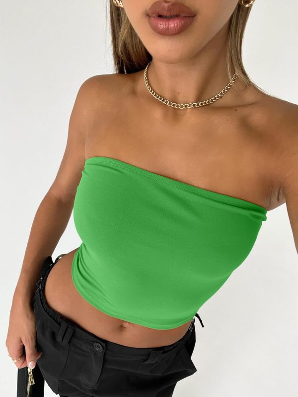 Trendy Queen Womens Tube Tops Strapless Crop Tops Basic Backless Sleeveless Bandeau Going Out Cute 2025 Summer Outfits - Image 100