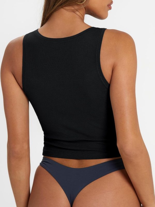 Trendy Queen Women's Summer Square Neck Tank Tops Workout Cropped Ribbed Summer Camisole Sleeveless Clothes 2025 - Image 5