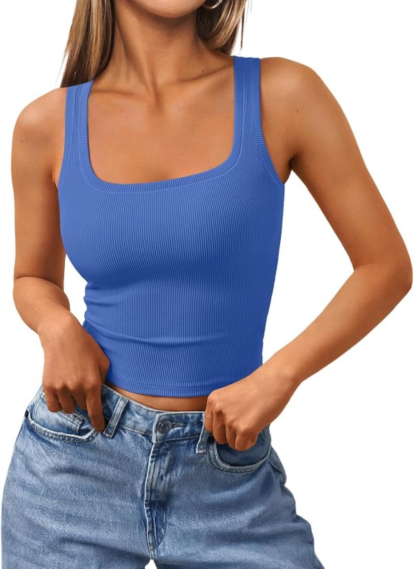 Trendy Queen Women's Summer Square Neck Tank Tops Workout Cropped Ribbed Summer Camisole Sleeveless Clothes 2025 - Image 18