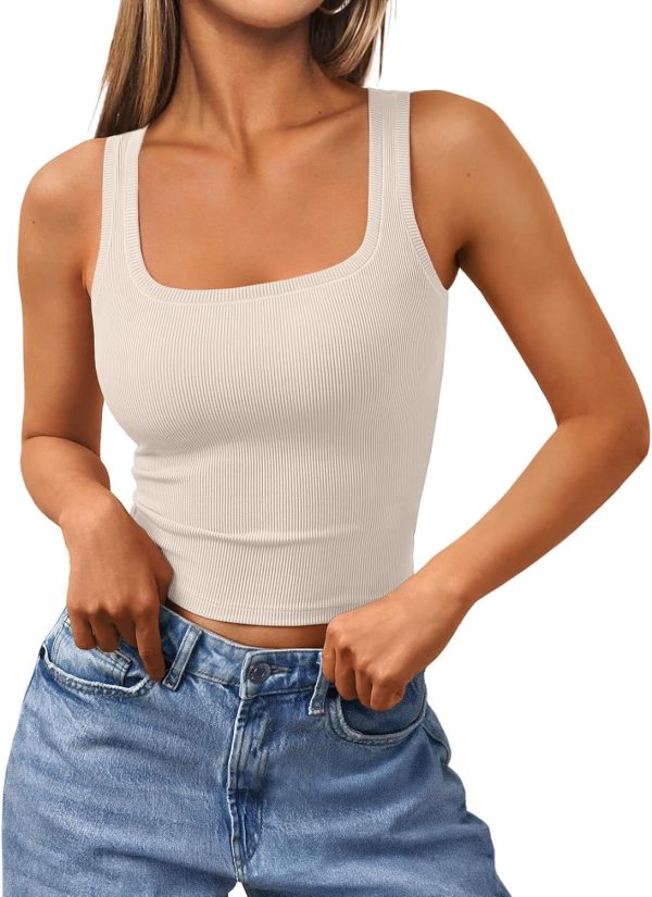 Trendy Queen Women's Summer Square Neck Tank Tops Workout Cropped Ribbed Summer Camisole Sleeveless Clothes 2025 - Image 28