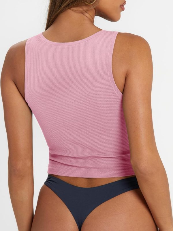 Trendy Queen Women's Summer Square Neck Tank Tops Workout Cropped Ribbed Summer Camisole Sleeveless Clothes 2025 - Image 52