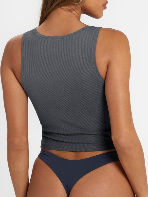Trendy Queen Women's Summer Square Neck Tank Tops Workout Cropped Ribbed Summer Camisole Sleeveless Clothes 2025 - Image 88