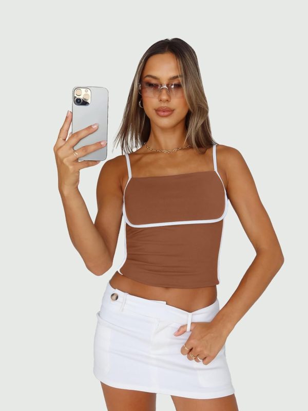 Trendy Queen Womens Camisole Tube Tops with Adjustable Spaghetti Strap Cute Summer Going Out Crop Tops 2025 - Image 21