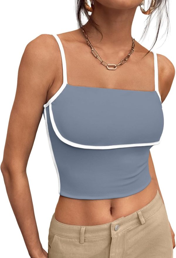 Trendy Queen Womens Camisole Tube Tops with Adjustable Spaghetti Strap Cute Summer Going Out Crop Tops 2025 - Image 26