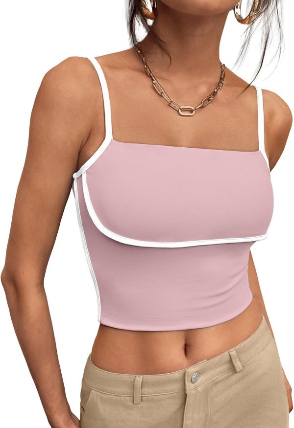 Trendy Queen Womens Camisole Tube Tops with Adjustable Spaghetti Strap Cute Summer Going Out Crop Tops 2025 - Image 32