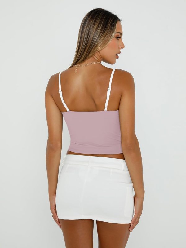 Trendy Queen Womens Camisole Tube Tops with Adjustable Spaghetti Strap Cute Summer Going Out Crop Tops 2025 - Image 36