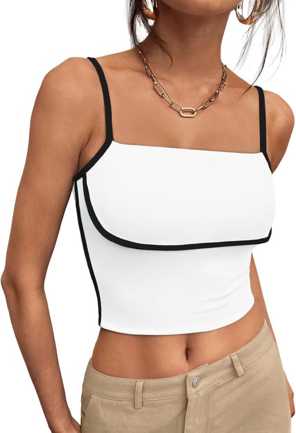 Trendy Queen Womens Camisole Tube Tops with Adjustable Spaghetti Strap Cute Summer Going Out Crop Tops 2025 - Image 38