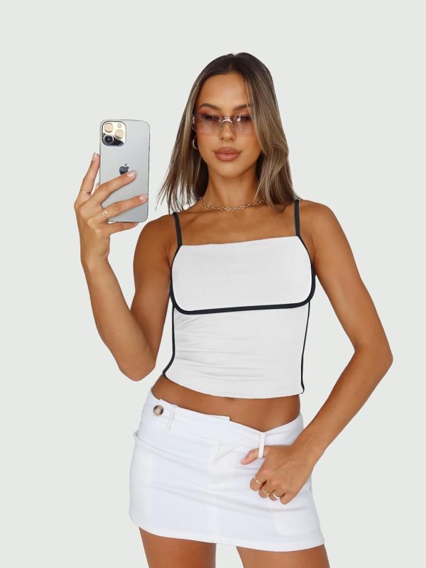 Trendy Queen Womens Camisole Tube Tops with Adjustable Spaghetti Strap Cute Summer Going Out Crop Tops 2025 - Image 39
