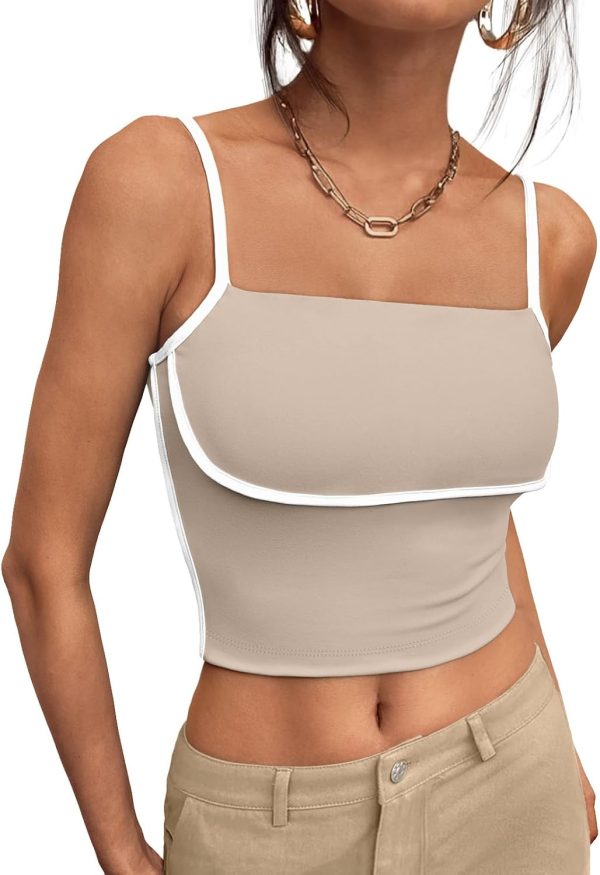 Trendy Queen Womens Camisole Tube Tops with Adjustable Spaghetti Strap Cute Summer Going Out Crop Tops 2025 - Image 44