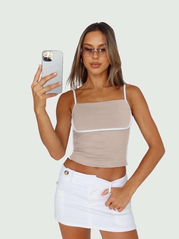 Trendy Queen Womens Camisole Tube Tops with Adjustable Spaghetti Strap Cute Summer Going Out Crop Tops 2025 - Image 45