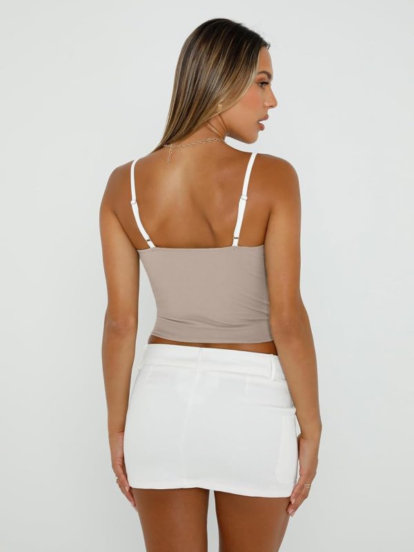 Trendy Queen Womens Camisole Tube Tops with Adjustable Spaghetti Strap Cute Summer Going Out Crop Tops 2025 - Image 48