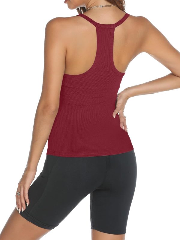 Trendy Queen Womens Workout Tank Tops Racerback Summer 2025 Camisole Top V Neck Ribbed Sleeveless Beach Fashion Clothes - Image 9