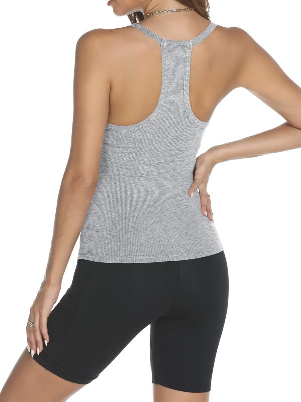 Trendy Queen Womens Workout Tank Tops Racerback Summer 2025 Camisole Top V Neck Ribbed Sleeveless Beach Fashion Clothes - Image 99