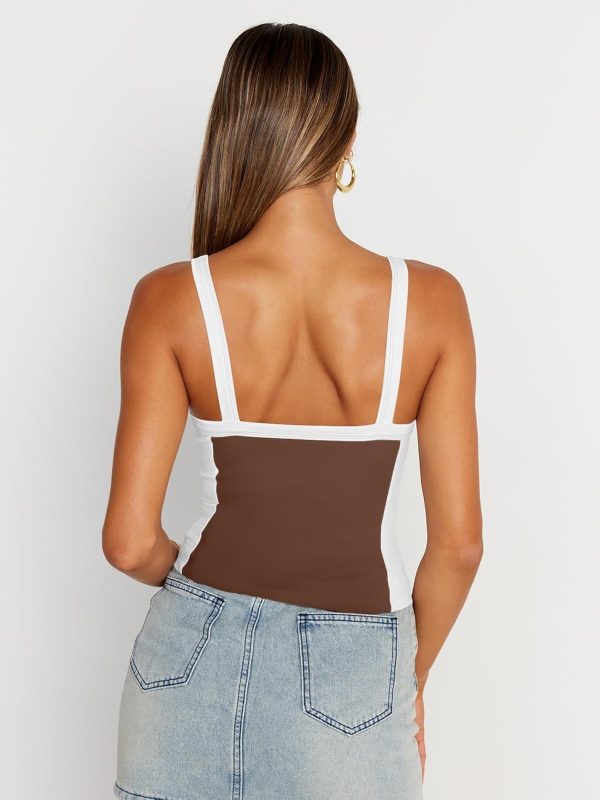 Trendy Queen Women's Double Lined Tank Tops Spaghetti Strap Square Neck Camisole Sleeveless Racerback Cropped Summer Clothes - Image 9