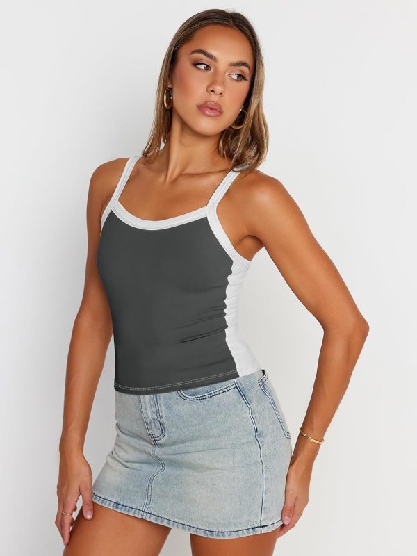 Trendy Queen Women's Double Lined Tank Tops Spaghetti Strap Square Neck Camisole Sleeveless Racerback Cropped Summer Clothes - Image 12