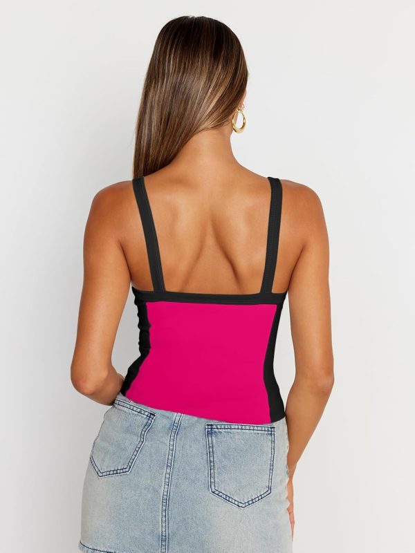 Trendy Queen Women's Double Lined Tank Tops Spaghetti Strap Square Neck Camisole Sleeveless Racerback Cropped Summer Clothes - Image 18